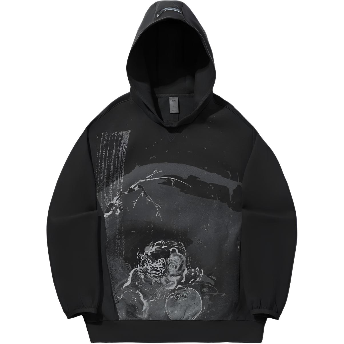 

Li Ning Серия Кунг-фу Толстовка с капюшоном, с принтом, свободного кроя, повседневная, простая, мужская толстовка AWDVA87-5 L