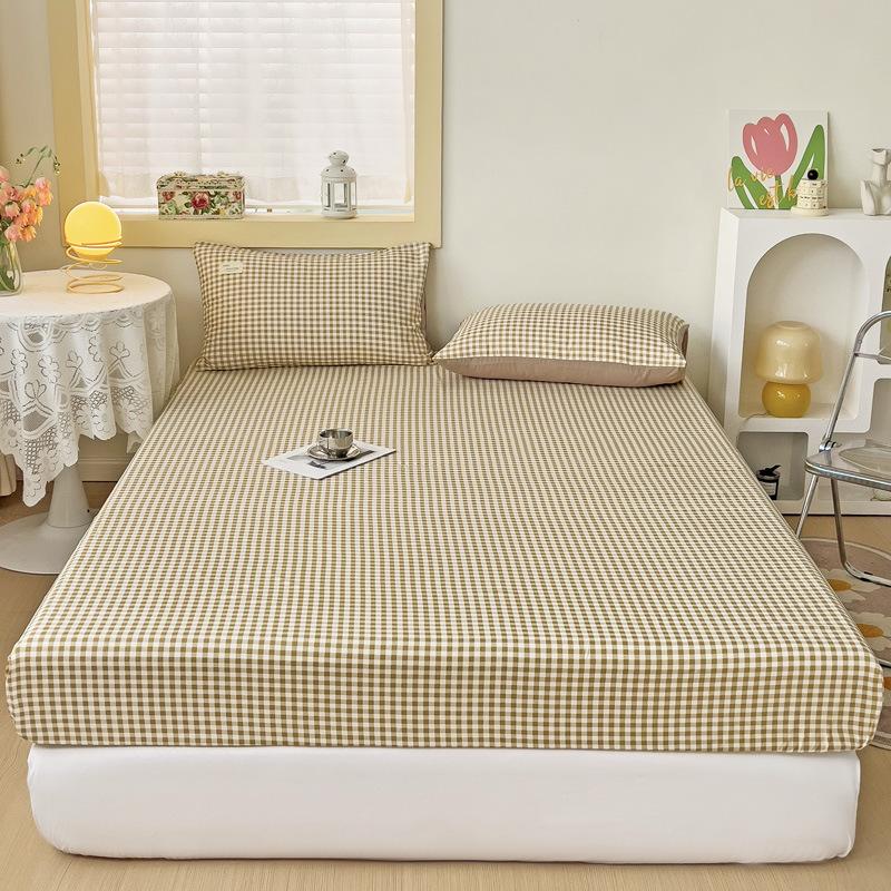 Simple abraded striped mattress single piece washed cotton non-slip fixed mattress cover bed cover Simmons mattress dust protection