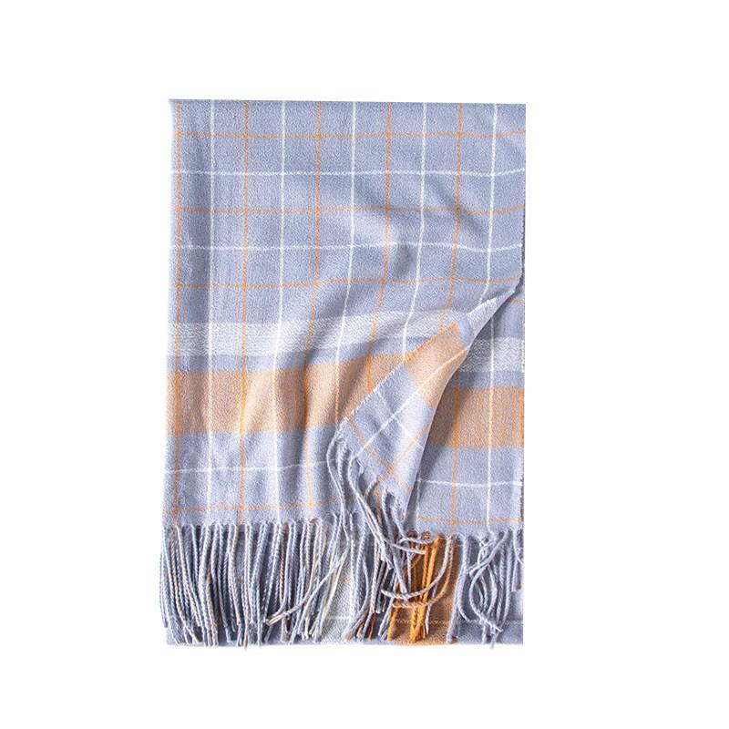 Soft Faux Cashmere Plaid Scarf Women Winter Warm Wrap With Fringe Streetwear Style