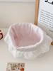 Compact Handmade Storage Basket for Desktop Miscellaneous Items and Snacks, Polka Dot Ruffled Edge Storage Basket, High Aestheti