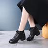 Fashion Woman Genuine Leather Boots Square Dance Shoes Increase Women Sneakers Boots Soft Sole Modern Girls Dance Shoes