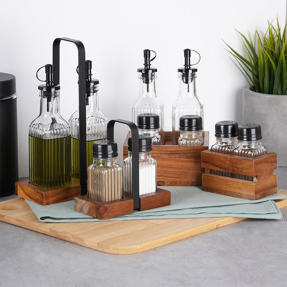 Spice Shaker Salt Pepper Shaker Set Salt Pepper Containers Stand