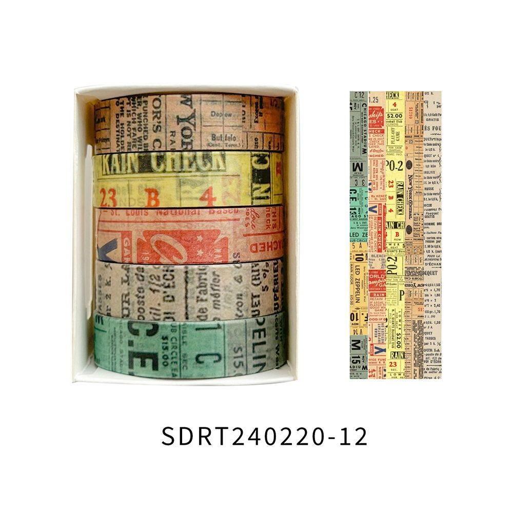 One Box/5 Rolls Retro Art Handheld Stickers High Beauty Film Cute Packaging Basic DIY