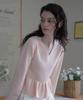 DEHEVE V-Neck Flare Shirring Knit [Pink]