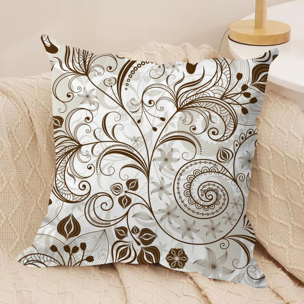 Luxury Khaki Pattern Cushion Cover Soft Plush Fabric DoubleSided Printed Cushion Covers for All Seasons Modern HomeDecor Gift