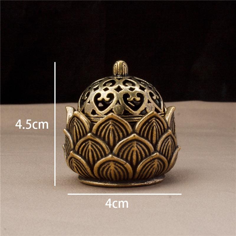 Decorative Incense Burner Retro Copper Small Lotus Incenser Holder Censer Desktop Coffee Table Ornament For Shop Office Home