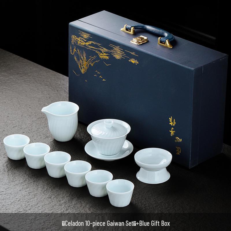 Elegant Yingqing Porcelain Tea Set - Luxury Gift Box for Business Events and Souvenirs