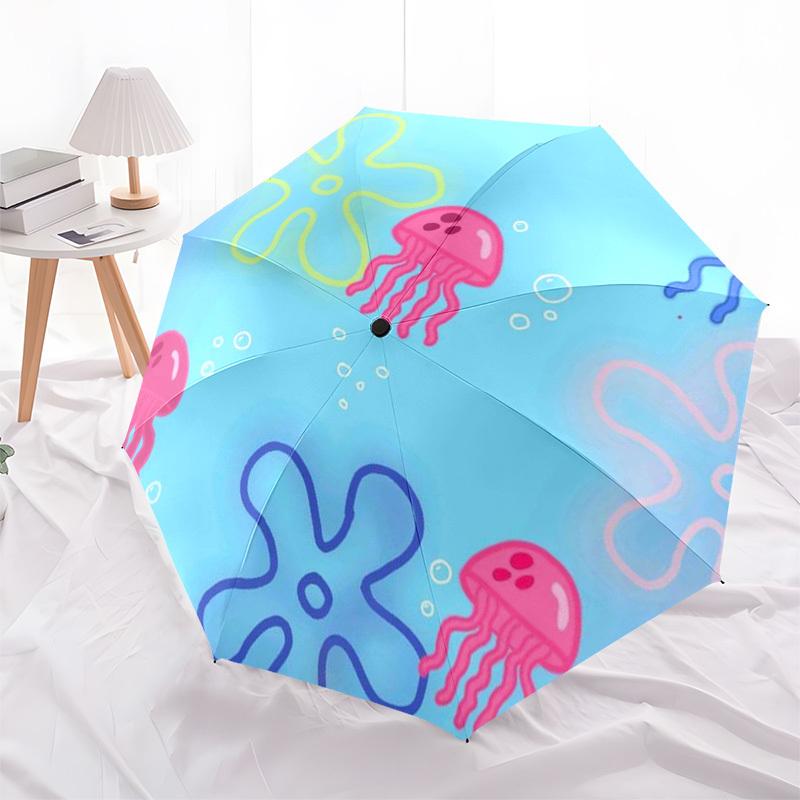 1pc Jellyfish Ocean Adventure Umbrella with Plastic Handle,Suitable for All Seasons Home Travel Outdoor UmbrellaM1351