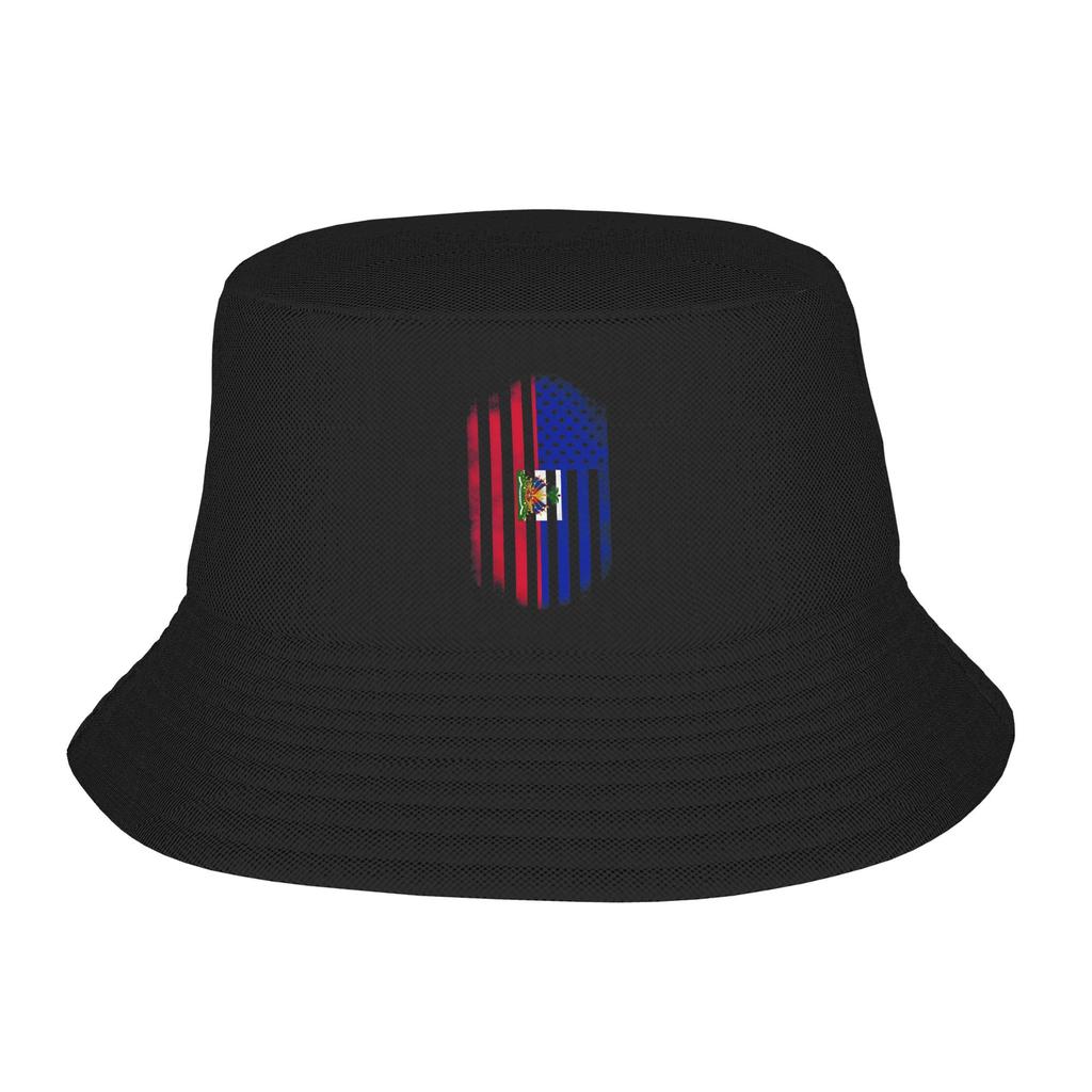 Haitian flag  Bucket Hat For Unisex Women  FisherUnisex Hats Trendy Travel Hiking Caps Soft Fold Hawaii Graphic Visor Hats