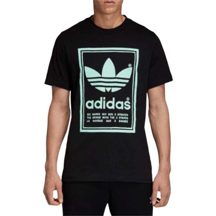 Adidas Originals Trefoil Double-Sided Print Casual Short-Sleeve T-Shirt Men Tops Black DJ2712