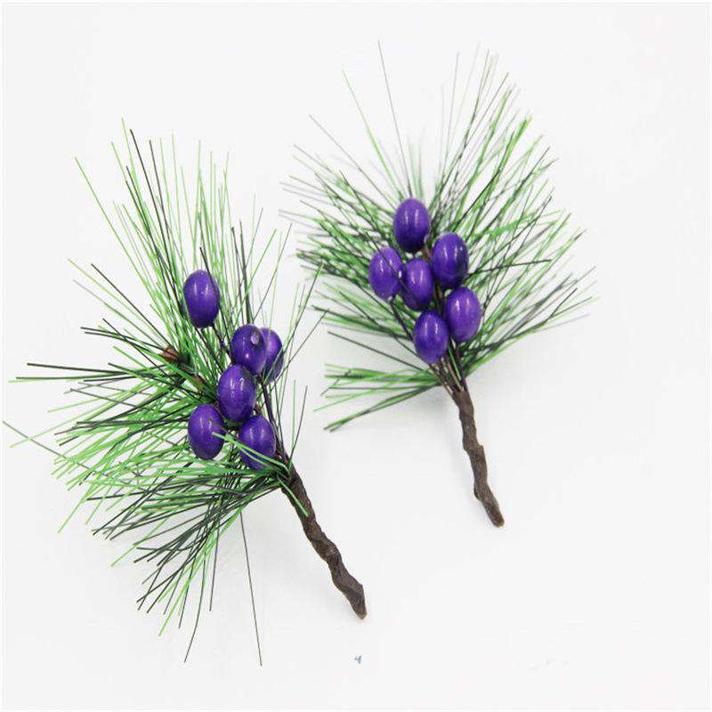 Artificial Pine Needle Greenery & Red Berry Bouquet for Holiday DIY & Gift Packaging