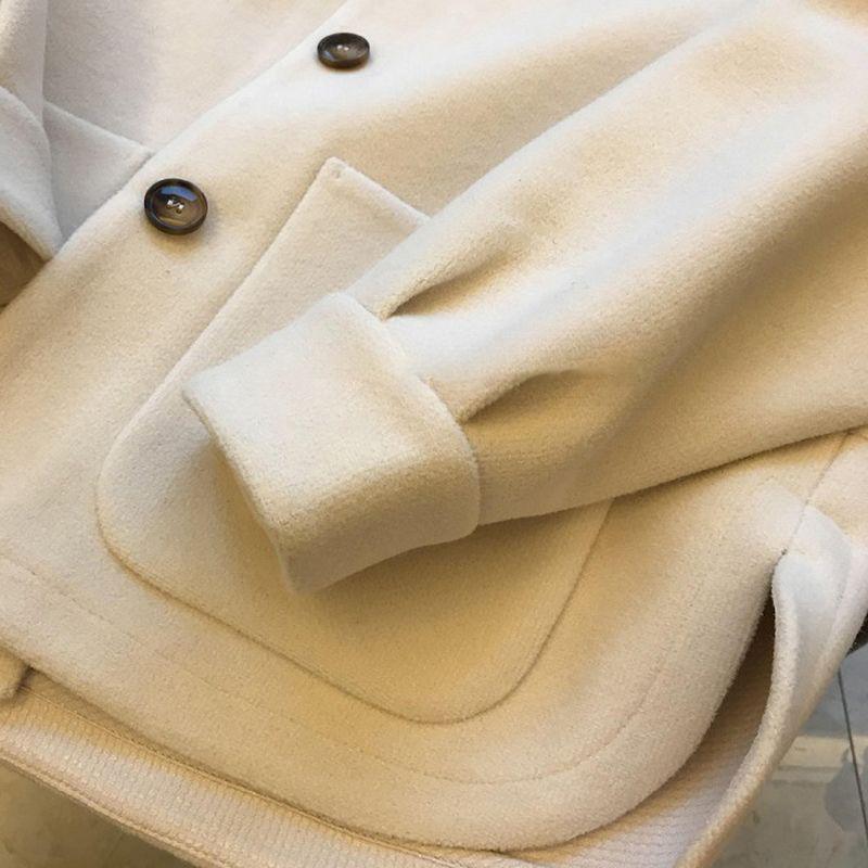 Plus Size Women's Hooded Patchwork Woolen Coat - Thick Spring/Autumn Two-Piece Cotton Jacket