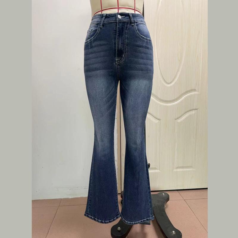 GMXIA Embroidered Jeans Women's Heavy Wash Stretch Denim Trousers