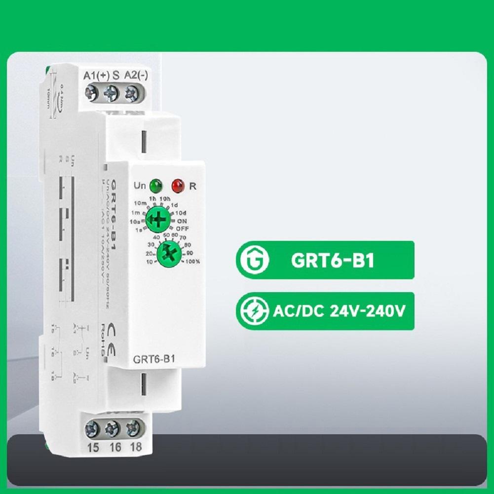 GRT6-B1 Single Function Time Relay Delay Off 0.1s-10 Days Digital DIN Rail Mount Timer For Industrial Automation Control