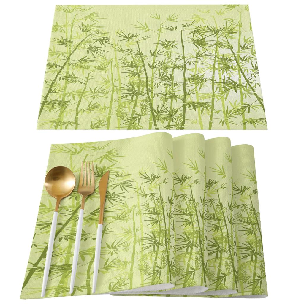 4 Pcs Placemat Brown Bamboo Pattern Table Mat For Dining Table Kitchen Accessories Coffee Tea Coaster