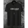Chicago Text Logo T-Shirt,Soft Breathable & Fade-Resistant, Classic Fit for Daily Casual Wear