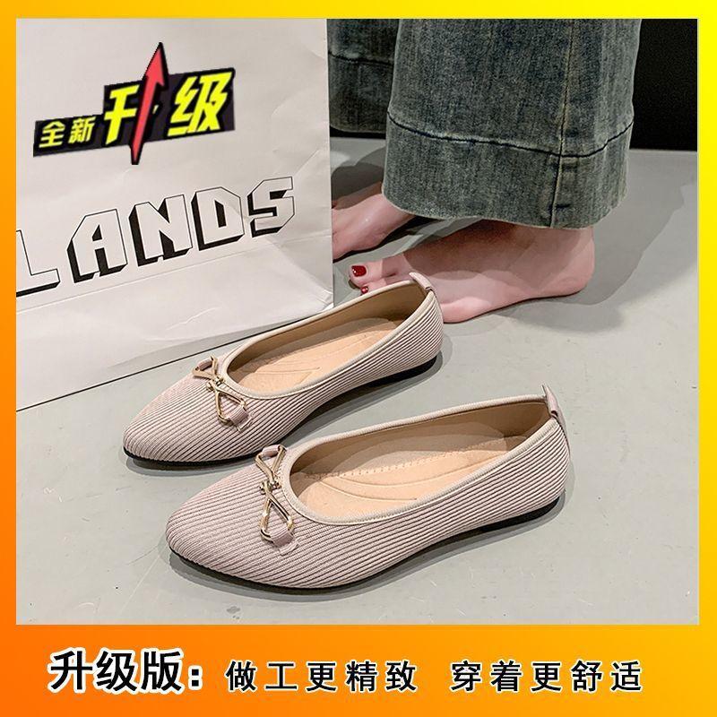 Soft-soled bow flat shoes versatile ladyshoes square head single shoes women's niche design sense simple women's shoes 2025 new