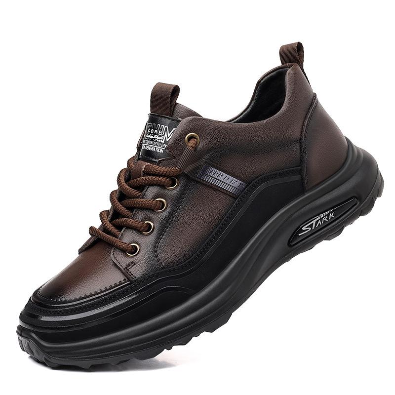 Trendy Men'S Shoes First-Layer Cowhide Shoes Autumn Leather Casual Sports Shoes Men'S Lightweight Daily Travel Shoes Men'S