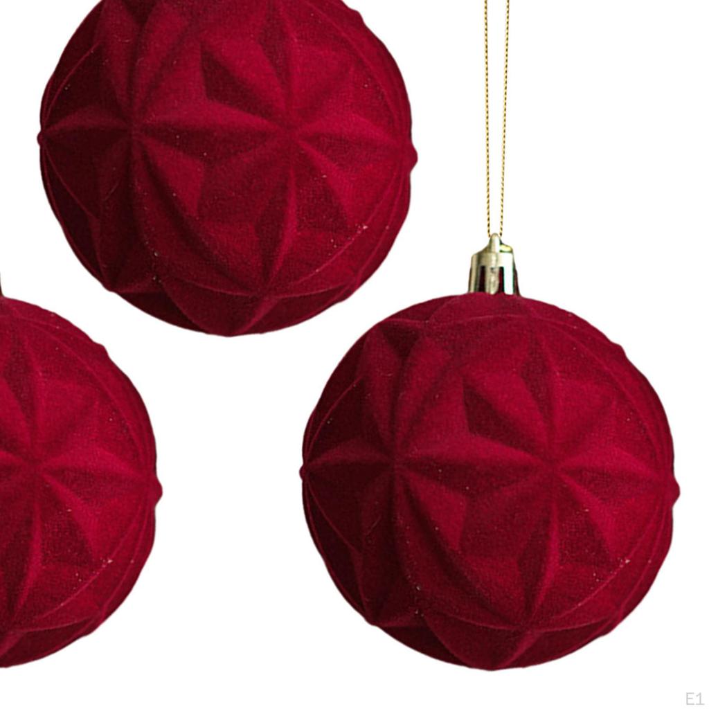 3 Pack of Flocked Christmas Baubles for Home Decor