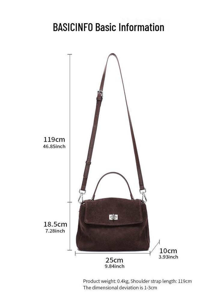 Women's Frosted Cowhide Large Capacity Crossbody Handbag - Autumn/Winter Fashion