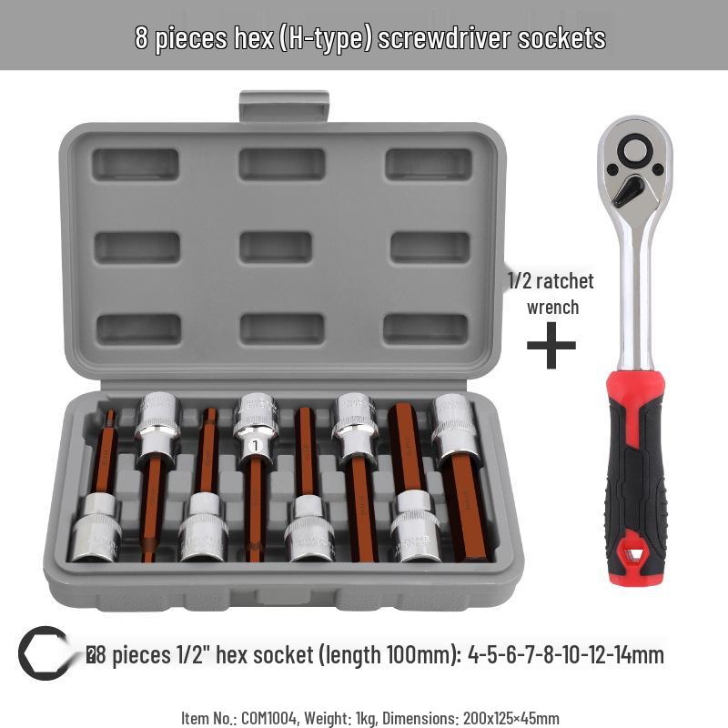 1/2" Electric Hex Socket Wrench and Screwdriver Bit Set