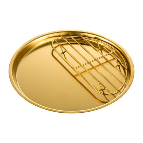 Useful Non-slip Food Storage Golden Color 304 Stainless Steel Snack Plate Dessert Dining Plate for Dining Room Dinner Plate