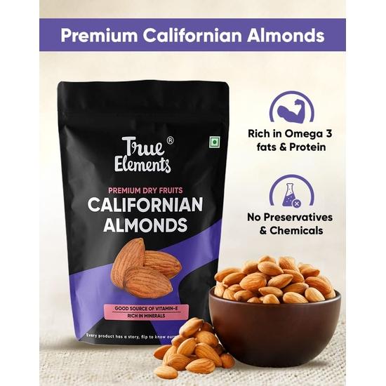 True Elements California Almonds 1kg – 100% Natural, Clean Whole Almonds