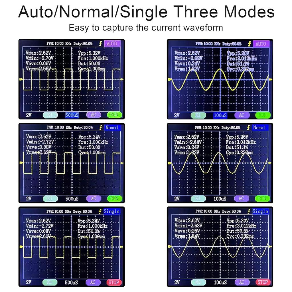 Easy to Use Digital Oscilloscope with 2.4" LCD, BNC Clip Cable Pre Assembled for Immediate Use in Electrical Experiments