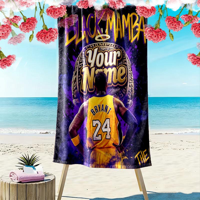 Custom NameBlack Mamba Tribute Beach Towel Soft Microfiber Summer Towel Quick Dry Absorbent Towel for Beach Swimming Pool Travel