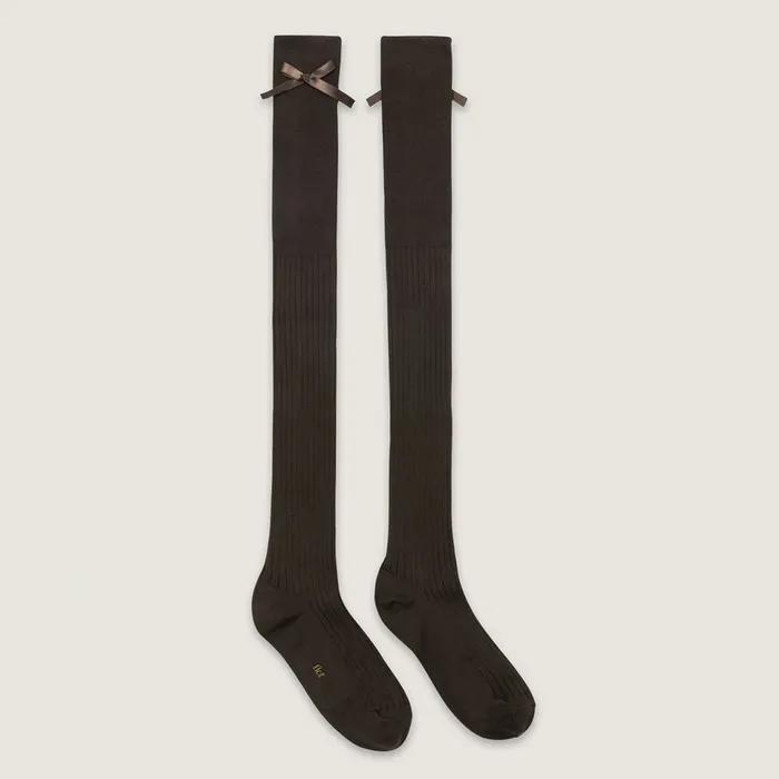 Ribbon Over Knee socks_Brown
