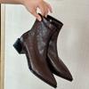 Korean Version Pointed Thin Boots Short Boots Year French Comfortable Retro Thick Heel Martin Boots Women's