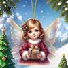 Whimsical Car Accessory Decoration Christmas Tree Ornament with Lanyard Easy to Hang 2D Little Girl Pendant Angel Hanging Bag Keychain Long-lasting