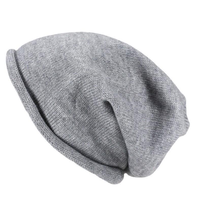 Hat Women's Autumn and Winter Beige Curled Knitted Hat European and American Solid Color Long Confinement Pile Baotou Hat Men