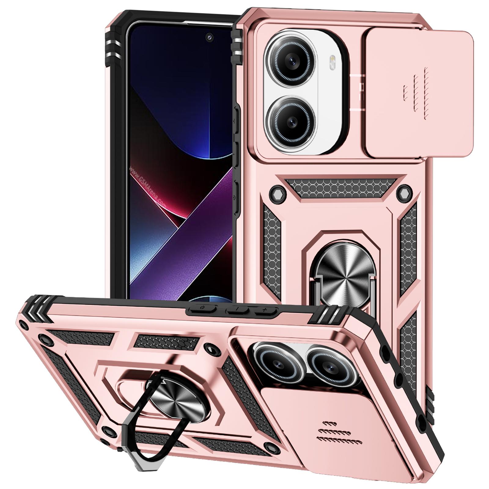 

Чохол для Xiaomi Poco X7 Pro 5G/Redmi Turbo 4 5G PC+TPU Чохол для телефону із захистом об єктива Підставка Rose Gold