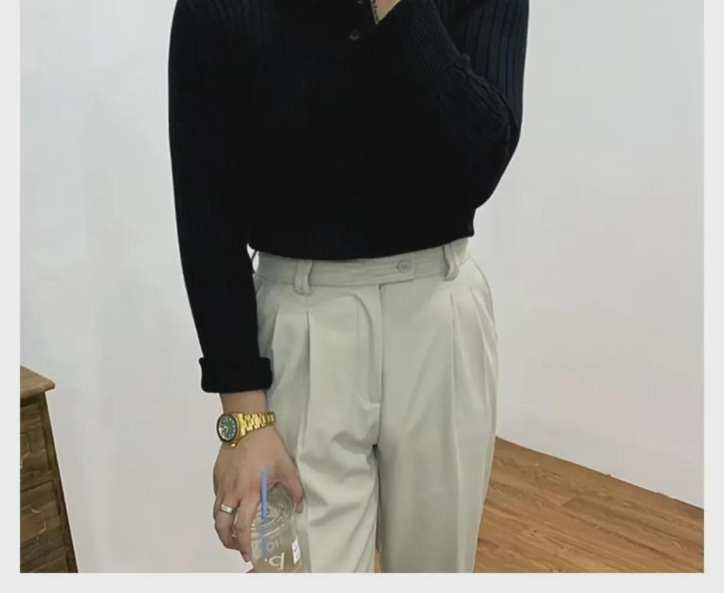 Eleganter koreanischer schmal gestrickter Polopullover - Britischer Retro-Stil für Herren