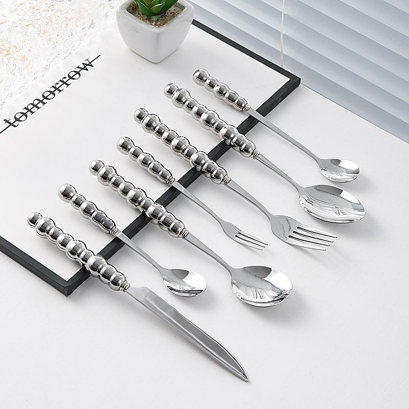 Light Luxury Creative Knife, Fork and Spoon Household Stainless Steel Steak Knife and Fork Western Dessert Spoon Tableware Set High Value