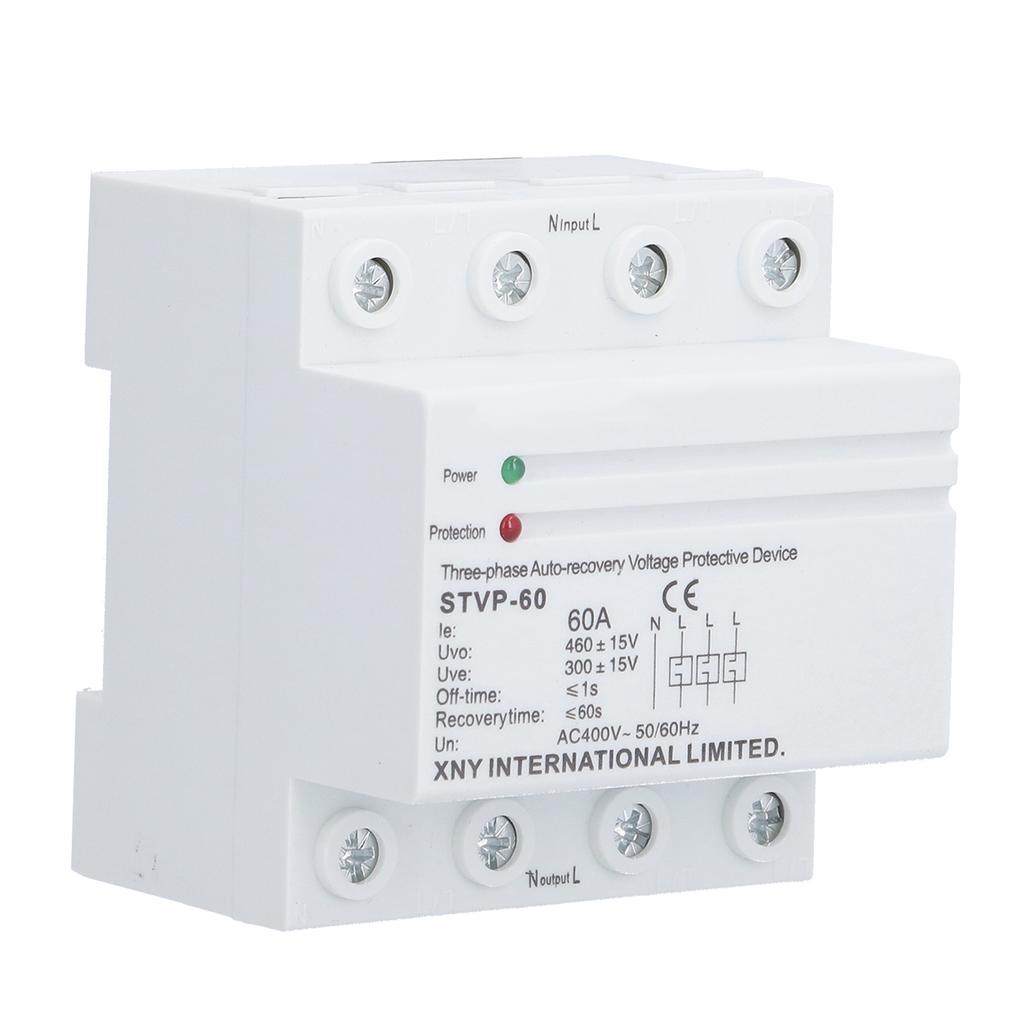 Voltage Protective Device 3‑Phase 4‑Wire Automatic Recovery Reconnect Protector AC 400V 60A