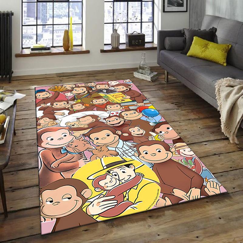 1pc Curious George (9) Design Area Rug - Non-Slip, Soft & Cozy Floor Mat for Living Room, Bedroom, Office - Indoor/Outdoor Decorative Carpet