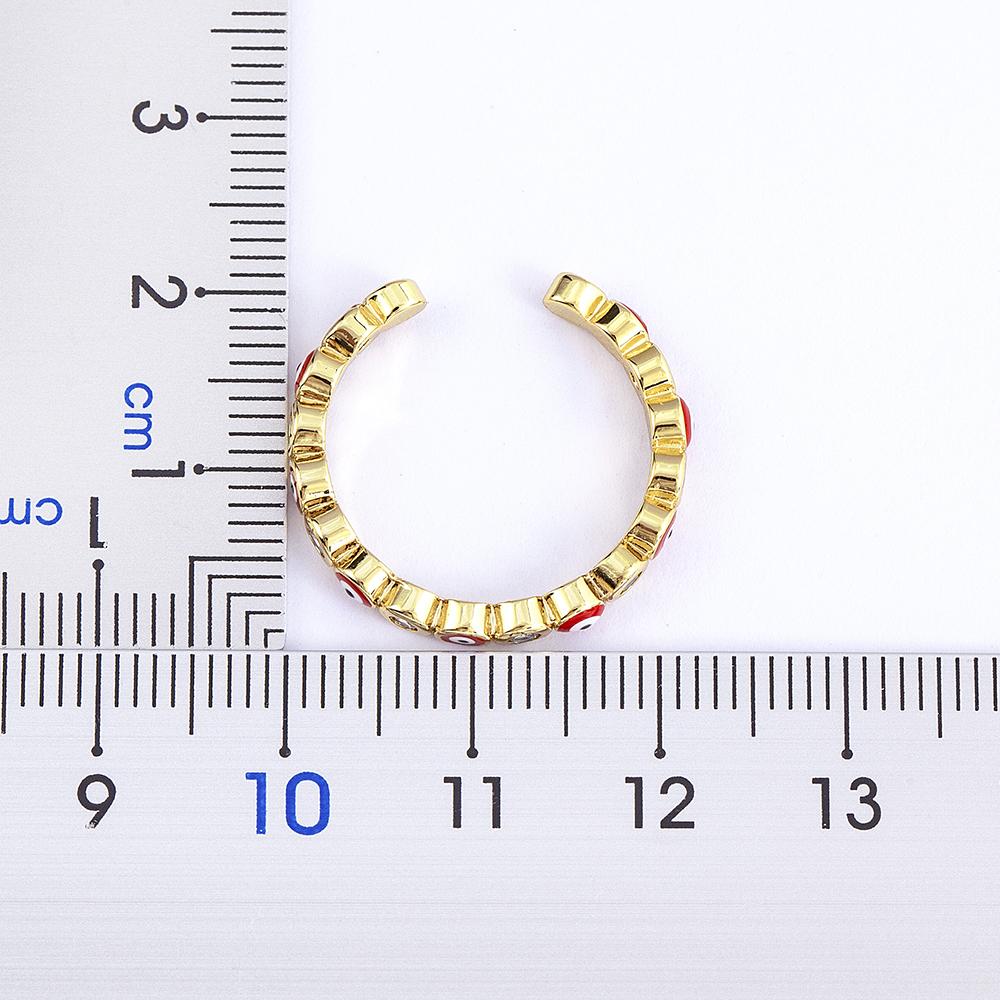 Nidin Hot Sale Lucky Evil Eye Rhinestone Rings For Women Girls Enamel Dripping Oil Finger Devil Eye Adjustable Jewelry Gift