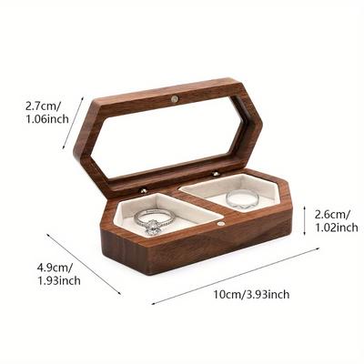 1PC Portable Wooden Jewelry Box-Transparent Lid for Easy Sorting, Perfect for Rings, Earrings, Necklaces and Other Jewelry Boxes