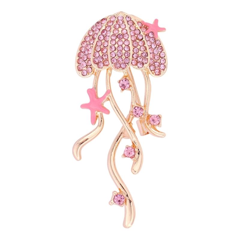 Unique Rhinestones Jellyfish Shaped Brooch Sea Creature Pin Jewelry Accessories For Jackets Coats And Bags