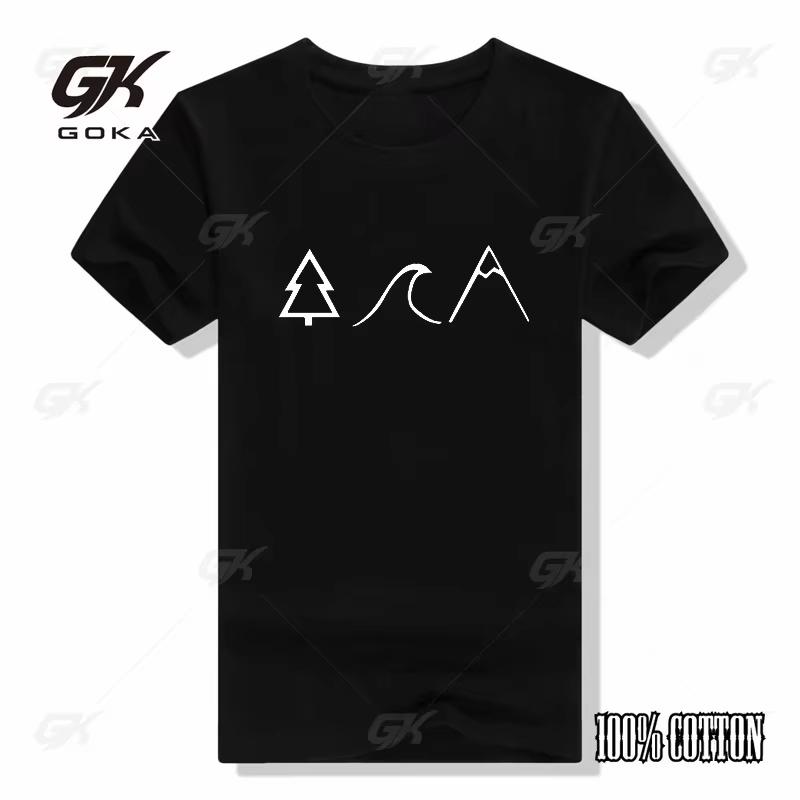 REM Adventure Awaits Letter Tshirt Creative Mountains And Trees tees Adventure World Peace t shirt fashion casual unisex tshirt