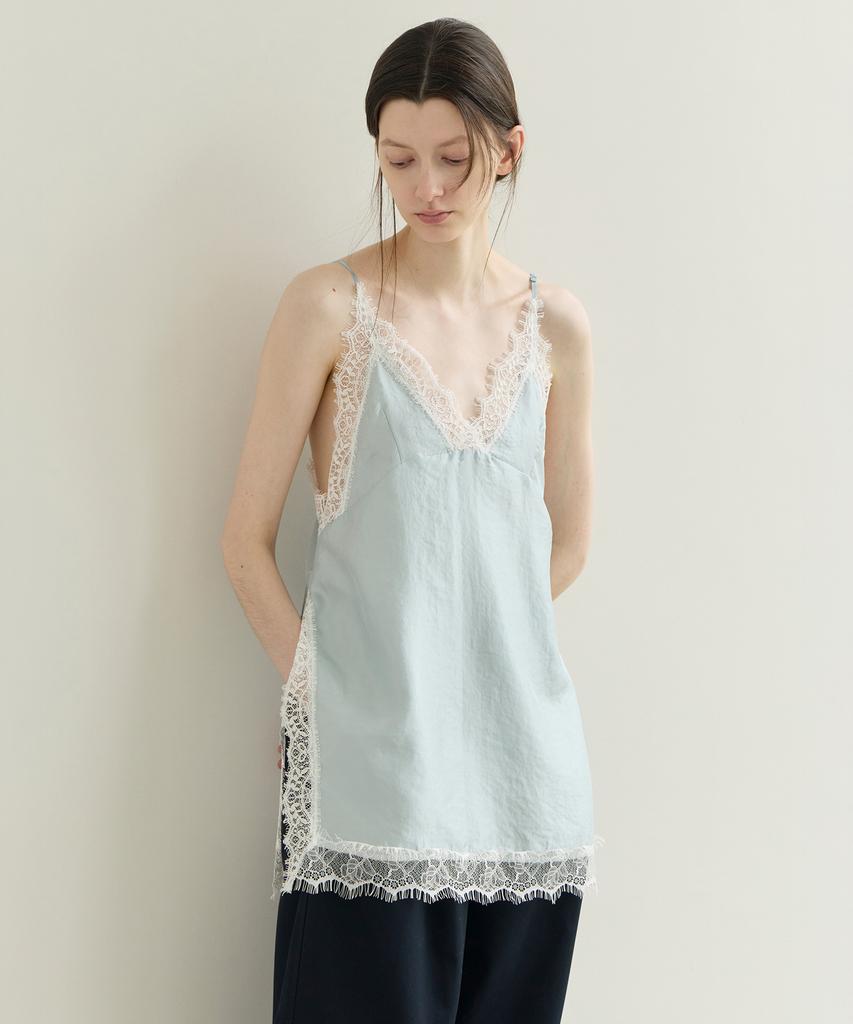 Leuba Silky Lace Layered Slip Top - Bliss Skyblue