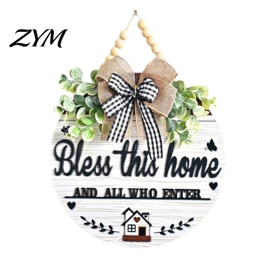 All Season Home Decorations Welcome Sign for Front Door Porch, Round Wooden Hanging Rustic Farmhouse Hanger Plaque, Hanger, Thoughtful Gifts Neighbors