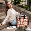 Christmas Plaid Tote Bag Winter Tree Cabin Print Large Handbag for Daily Shopping Travel Work Use