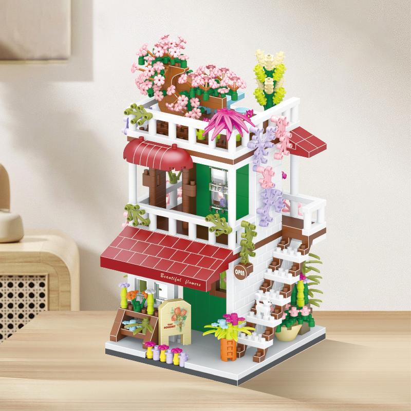City Street View Series Micro Building Blocks Coffee Shop Particle Block Toys Diy Assembly Games Home Decoration Children Gift
