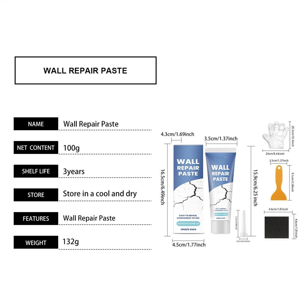 Drywall Repair Kit with Scraper Wall Hole & Crack Filling Paste Quick-Drying Mending Agent Home Restoration Tool