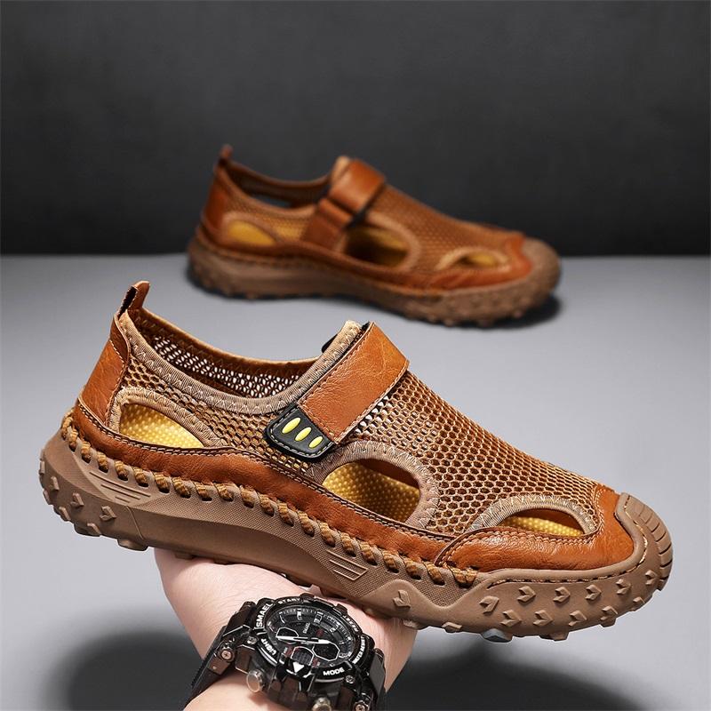 Summer Men Sandals Genuine Leather Mens Casual Shoes Outdoor Men Leather Sandals for Men Beach Shoes Roman Mens Shoes