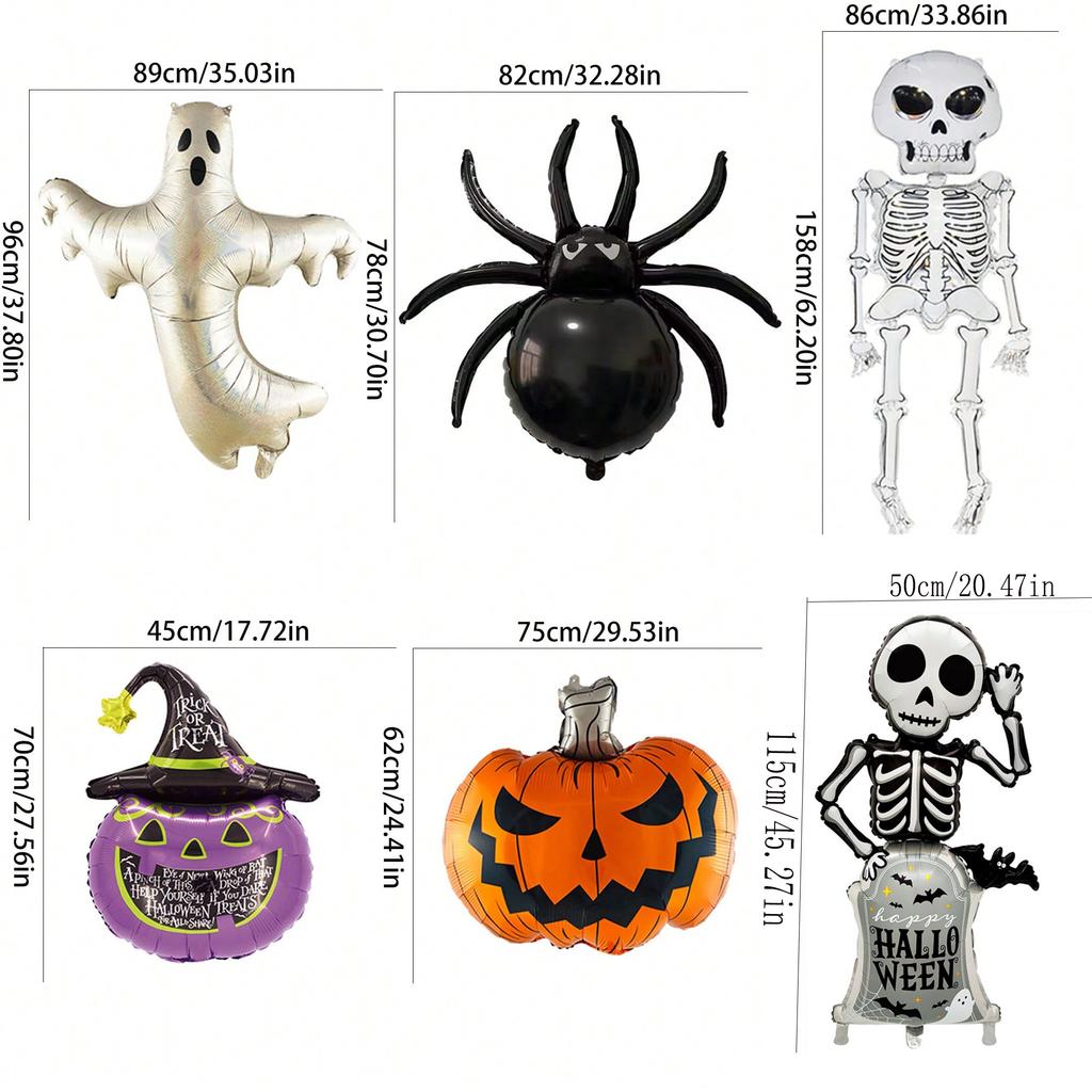 Halloween Pumpkin Spider Spooky Skeleton Decoration Balloons Halloween Theme Party DIY Scene Decoration Inflatable Balloons