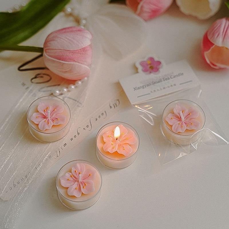 Handmade Peach Blossom Tea Candle Scented Candle Aromatherapy Soy Wax Candles Wedding Birthday Candle Party Home Decoration